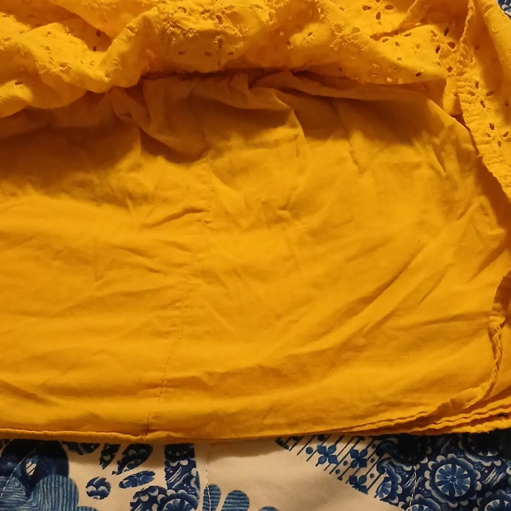 Little Lass Mustard Yellow Eyelet Dress Floral Lined w/Pockets Girls Dress 24M